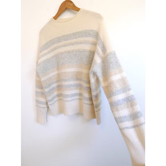 THE WHITE COMPANY LONDON Responsible Wool Funnel Neck Stripe Sweater L $185 - Picture 1 of 8